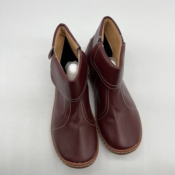 Fashion Womens Ankle Boot Comfortable Slip On Flat Booties Red Size 9.5US / 41CN - Picture 4 of 14